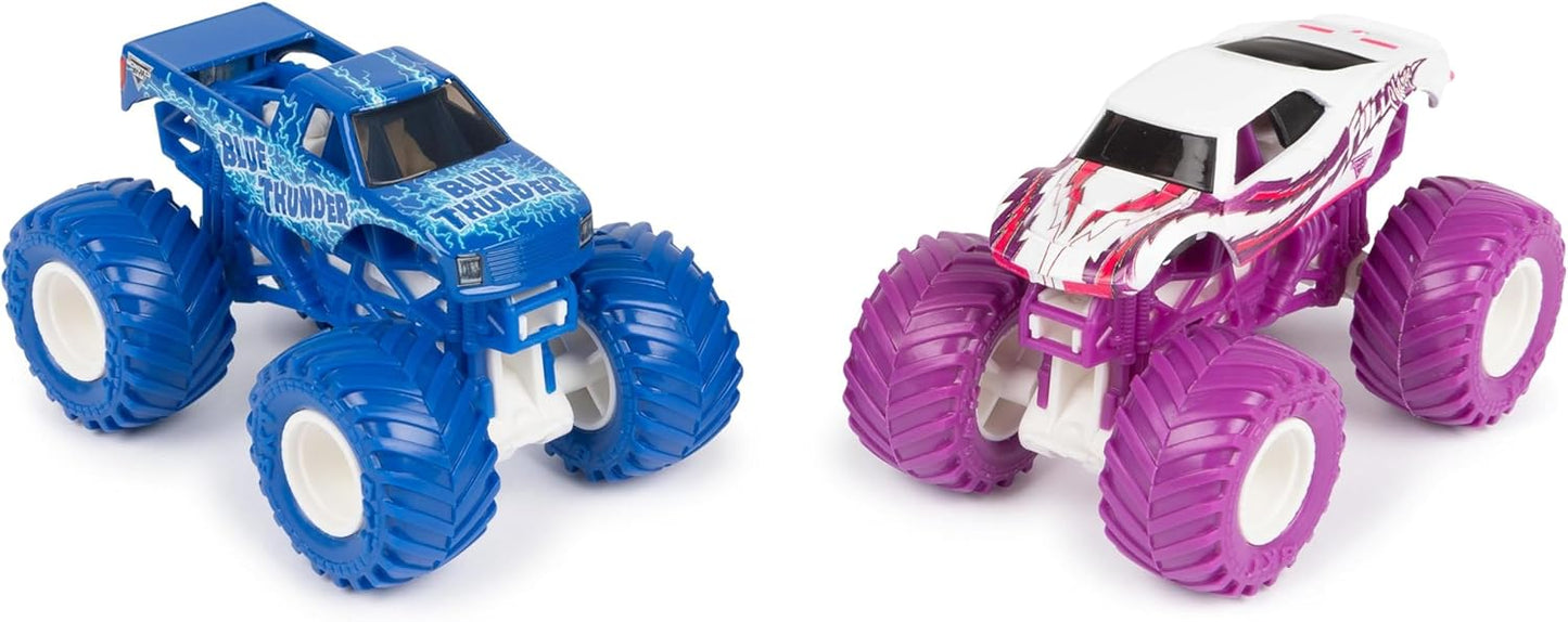 Monster Jam - Conjunto Original Monster Jam com Dois Autênticos Monster Trucks na Escala 1:64, Ação Radical e Manobras Radicais a partir de 3 Anos (Modelos Sortidos, Aleatórios)