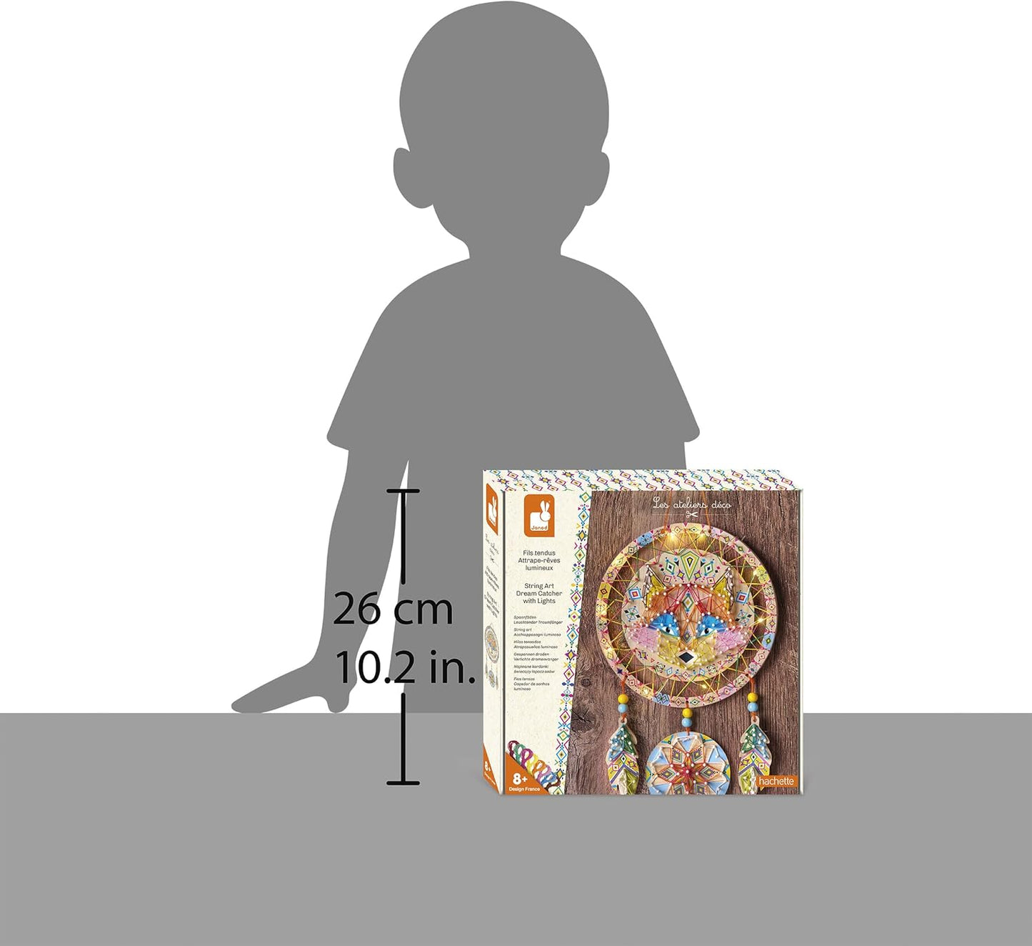 Janod - Caça-abelhas iluminado para criar e pendurar - Cordão - Pilhas incluídas - Les Ateliers Déco - Faça você mesmo - Kit de lazer criativo para crianças - Motricidade fina e concentração - A partir de 8 anos - J09161