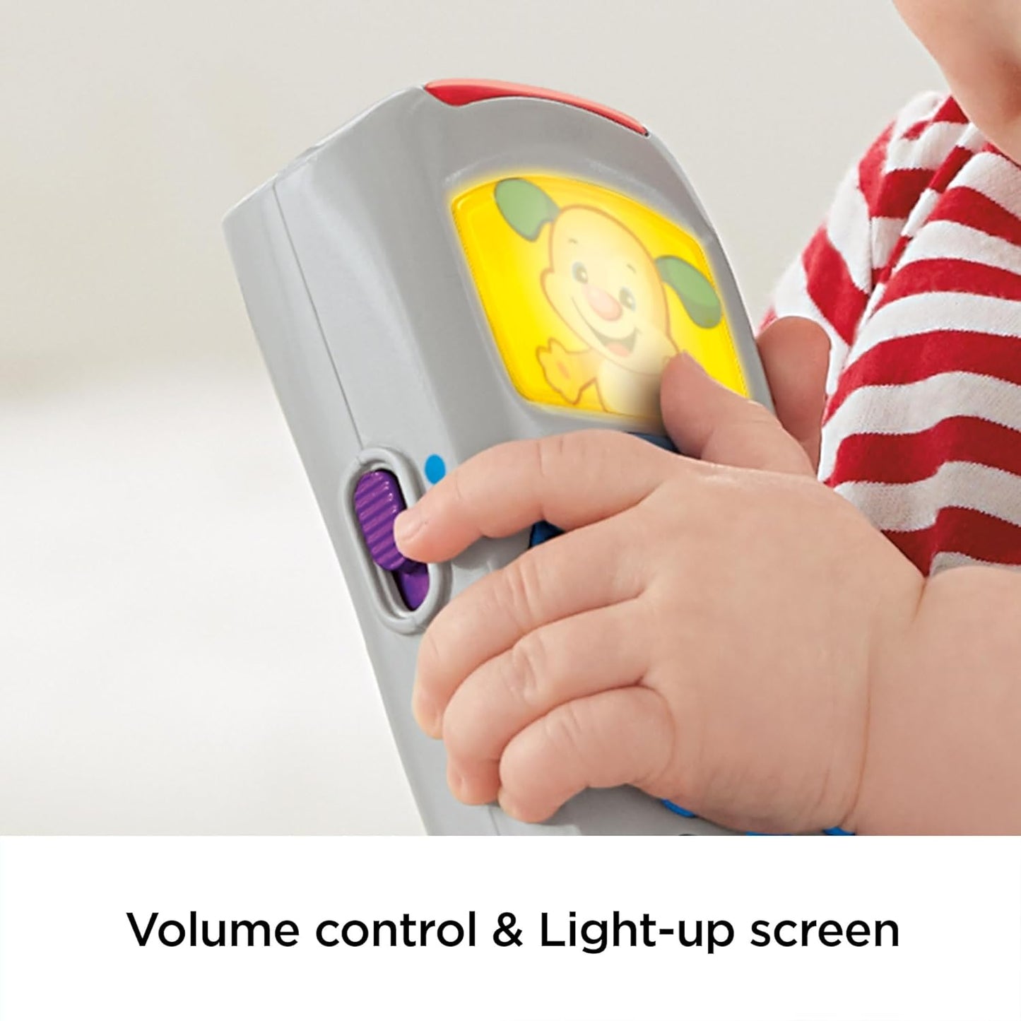 Controle remoto Fisher-Price Laugh and Learn, tela iluminada, versão em inglês do Reino Unido, botões e mais de 35 músicas, melodias e frases para cantar junto. Brinquedo educativo para bebês, desenvolvimento infantil. Versão em inglês DLD30