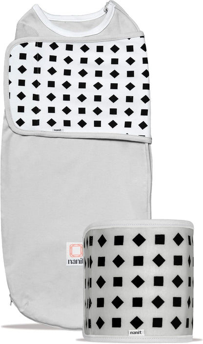 Nanit Kit Inicial de Roupa Respiratória - Envoltório e Faixa Respiratória 100% Algodão, Compatível com o Monitor de Bebê Pro para Rastreamento de Movimentos, Tamanho Pequeno, Cinza Claro