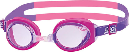 Zoggs Little Ripper Gafas de natación para niños, gafas de natación con protección UV, correa para gafas para niños con ajuste de deslizamiento dividido, lentes de gafas de natación rosa sin niebla, gafas para edades de 0 a 6 años