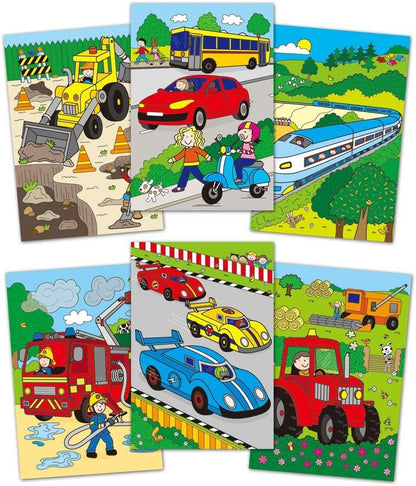 Galt Water Magic, Veículos - Livros de colorir infantis com tema de veículos, sem bagunça, imagens reutilizáveis para crianças colorirem - Revelação mágica de imagens ocultas com caneta d'água - A partir de 3 anos