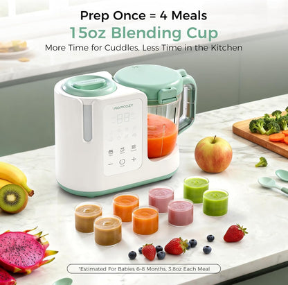 Momcozy Processador de alimentos para bebês AutoMeal, com preparo automático em uma única etapa (cozimento a vapor e trituração)