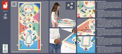Janod - Máquina de Pinball de Madeira para Montar - Decoração de Parque de Diversões - Jogo de Ação e Reflexos para Crianças Montarem - Estratégia de Aprendizagem e Concentração - Madeira Certificada FSC - A partir de 5 anos