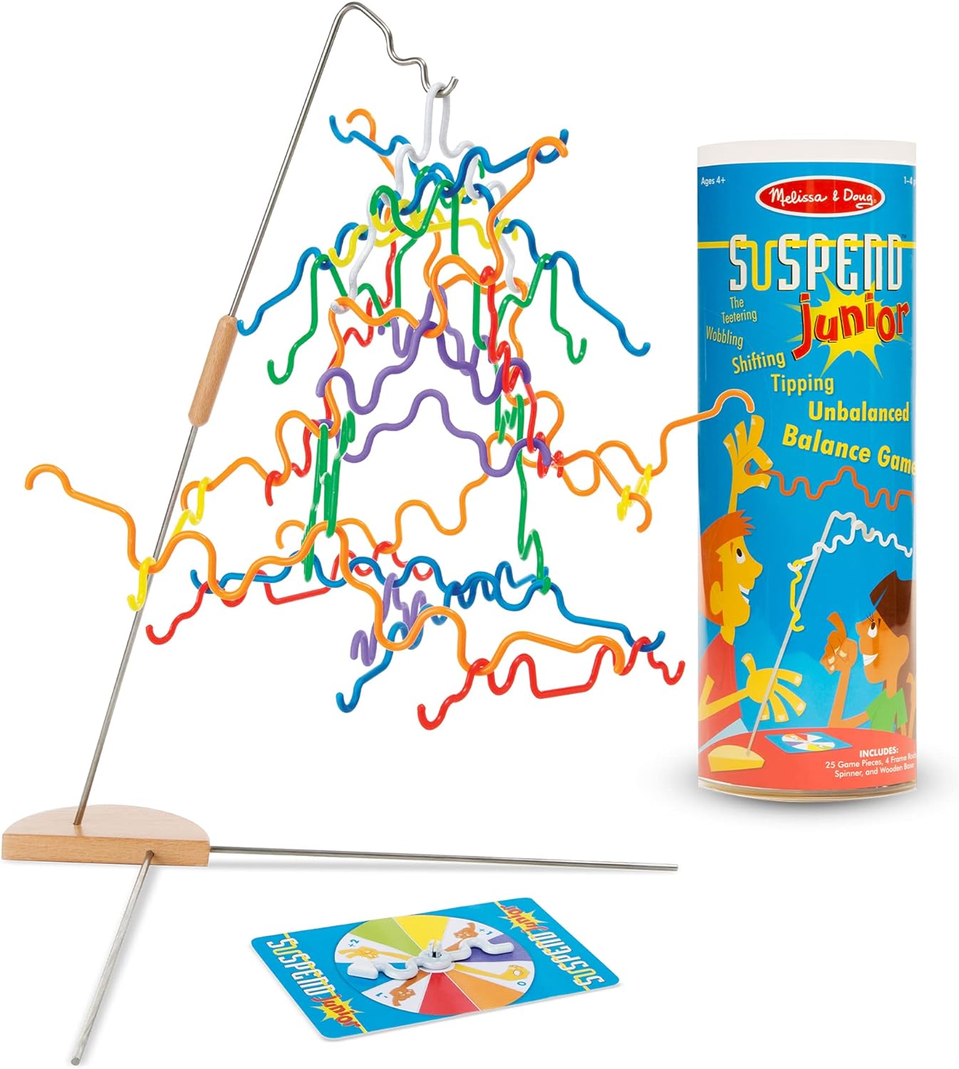 Melissa &amp; Doug suspenden juegos familiares para niños y adultos | Juego de mesa de juguete de equilibrio de torre apilable | Juegos de actividades para regalos familiares | Juegos de viaje al aire libre para niños de 8 a 12 años | Juegos