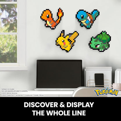MEGA Conjunto de construção de bonecos de ação Pokémon, Eevee com 323 peças e estilo pixel retrô, para decoração de mesa ou parede, brinquedo de construção e exibição para colecionadores, HTH78