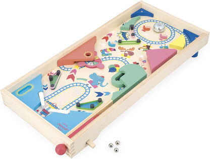 Janod - Máquina de Pinball de Madeira para Montar - Decoração de Parque de Diversões - Jogo de Ação e Reflexos para Crianças Montarem - Estratégia de Aprendizagem e Concentração - Madeira Certificada FSC - A partir de 5 anos
