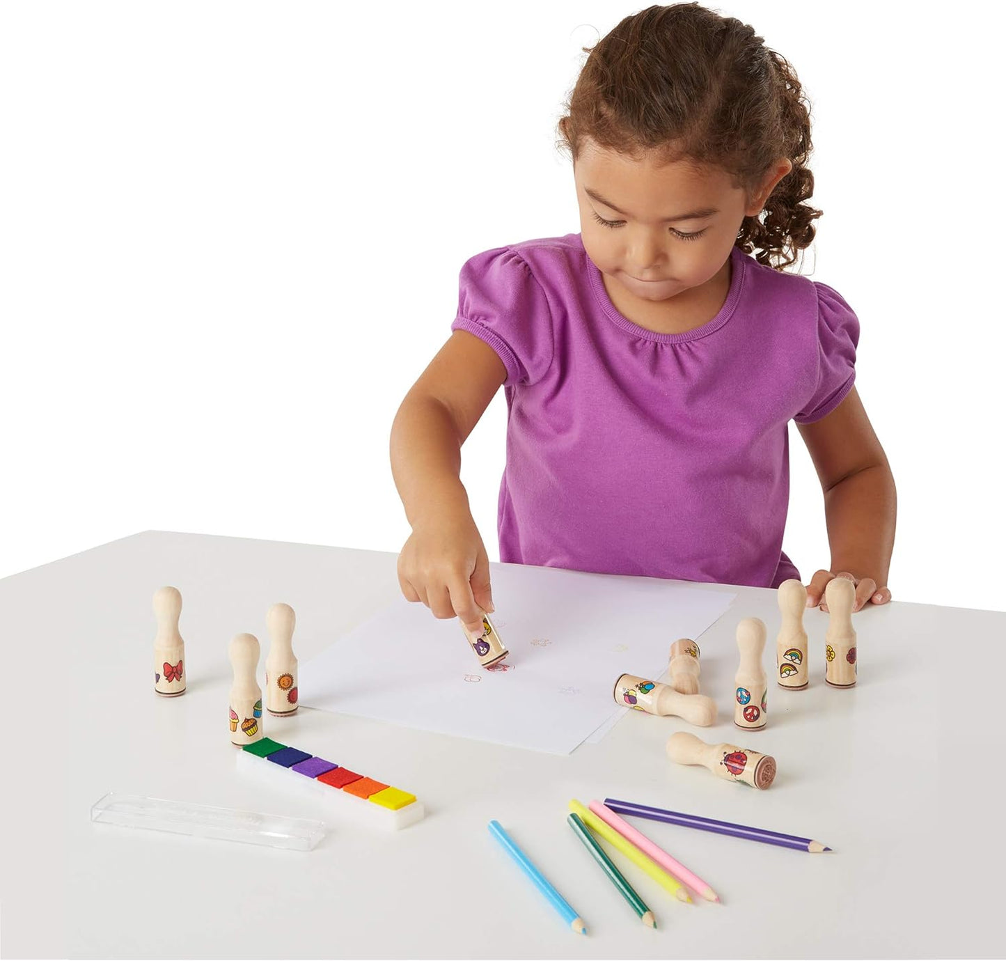 ¡Las pistas de Melissa y Doug Blue y tú! Sellos con mango de madera y bloc de actividades.