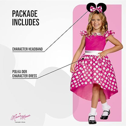 DISGUISE  Disney oficial clássico rosa minnie mouse traje crianças, minnie mouse vestir-se roupa saia meninas vestido extravagante, trajes do dia do livro mundial para meninas m