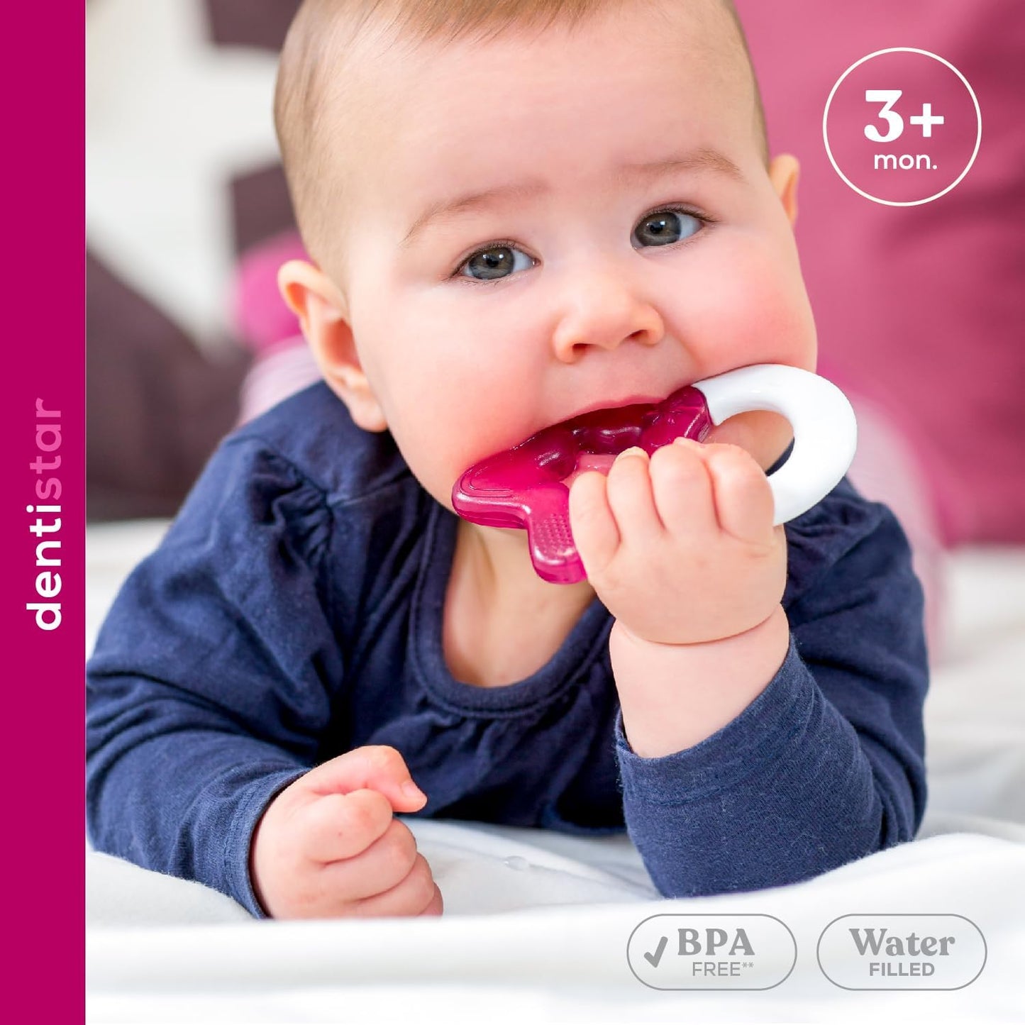 Dentistar Cool Teething Star Teething Baby Toy para bebês de 3 meses ou mais, anel de dentição de silicone macio para dente