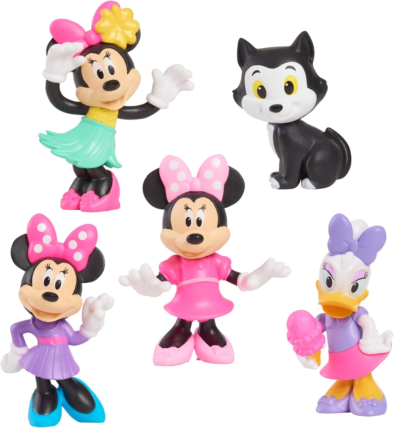 Just Play, Disney Conjunto de 5 miniaturas da Minnie Mouse da Junior da brinquedos infantis para crianças a partir de 3 anos.