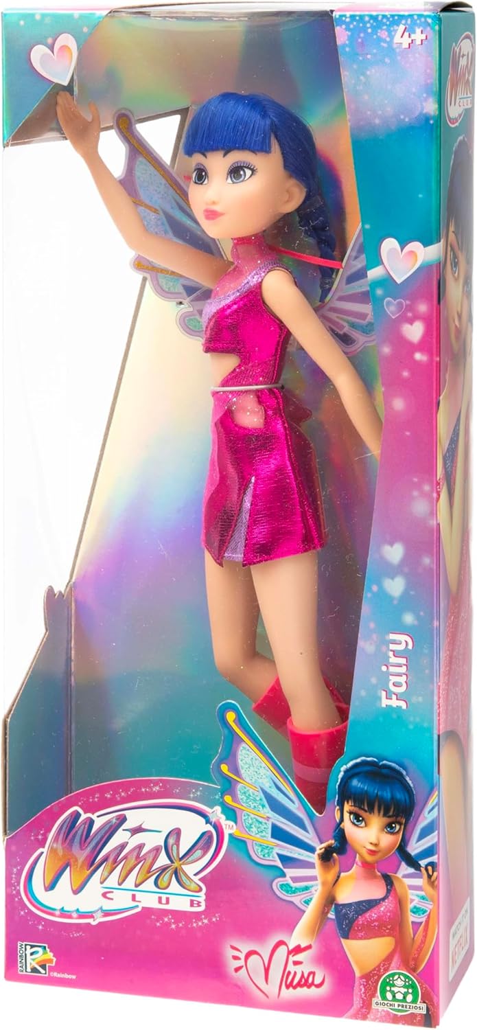 Winx Boneca Fada – Musa com Asas Brilhantes e Articulações – Acessórios de Fada Removíveis – Visual de Transformação Musical – Brinquedo Oficial do Clube Winx para Meninas – A partir de 4 Anos