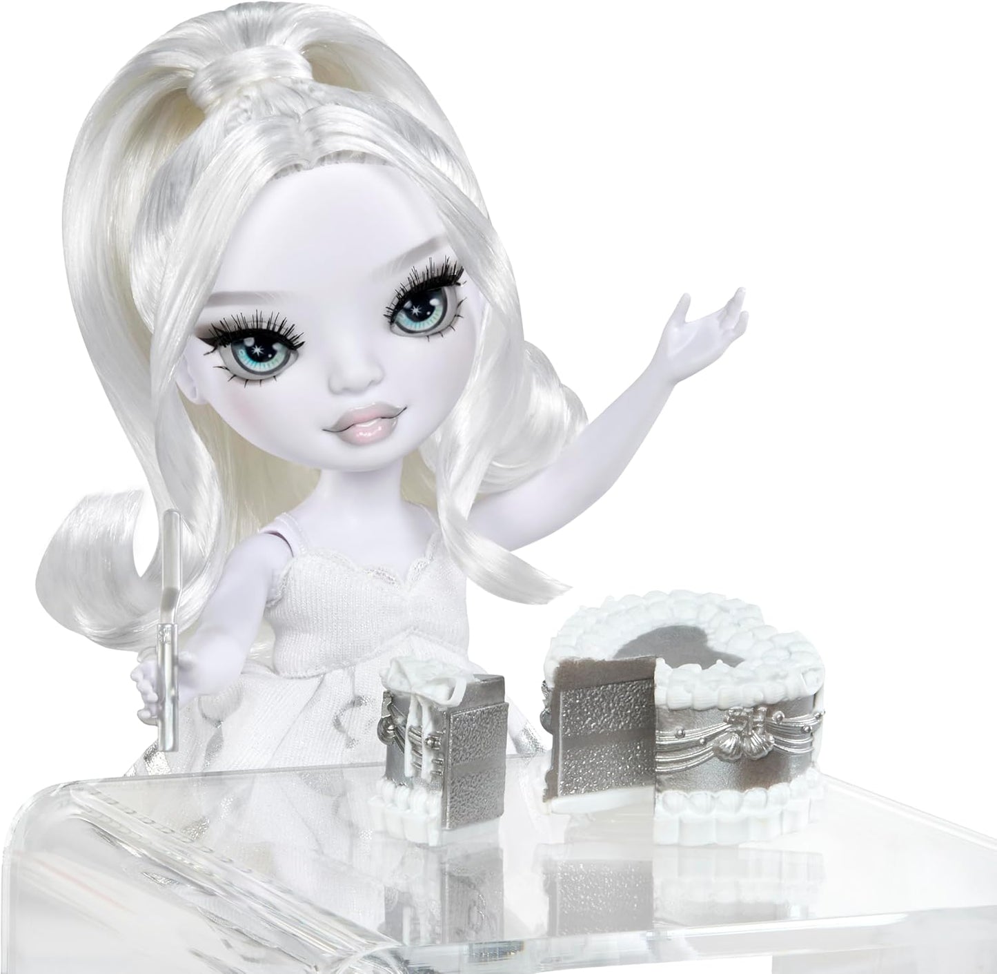 Rainbow High Shadow High Girl's Night - Natasha Zima - Boneca Fashion em tons de cinza de 28 cm, cabelo branco e roupa prateada com acessórios e pente - para colecionadores e crianças a partir de 4 anos
