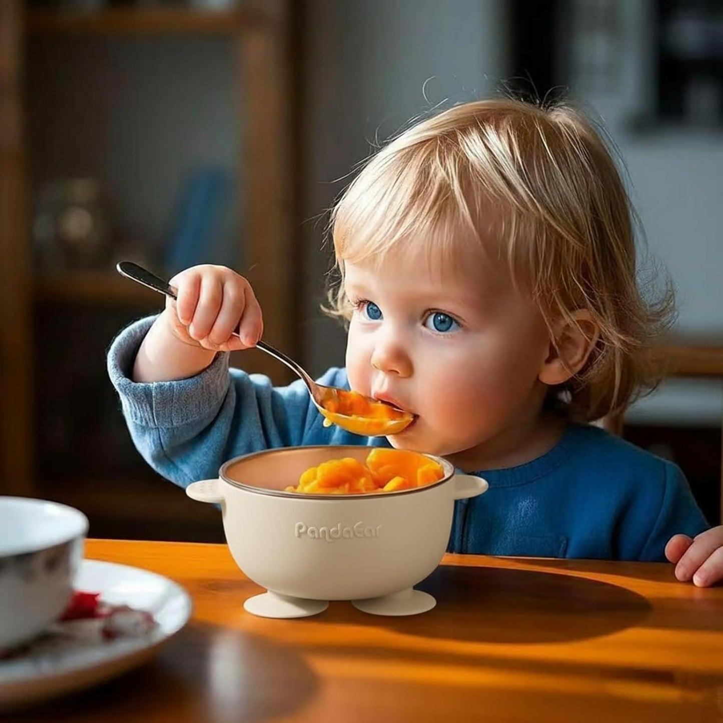 PandaEar Conjunto de 3 Tigelas de Aço Inoxidável com Ventosa, Antiderrapantes e com Capa de Silicone para Bebês e Crianças, Inquebráveis e Sem Sujeira