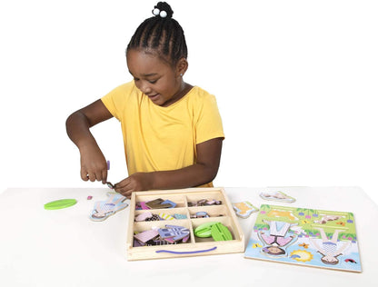 Melissa & Doug Bonecas magnéticas Best Friends para crianças de 3 anos, conjuntos de artesanato infantil para meninas e meninos, kits de artesanato de bonecas de madeira para crianças de 3 anos ou mais, bonecas magnéticas para meninas