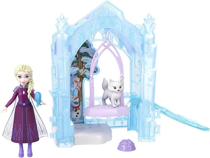 Mattel Disney Frozen – Boneca e Conjunto Elsa e seu Refúgio Gelado para Animais | Mini Boneca Elsa com Saia Removível, 2 Figuras de Animais, Escorregador e Acessórios – Linha Storytime Stackers – Inspirado no Filme – JFG29