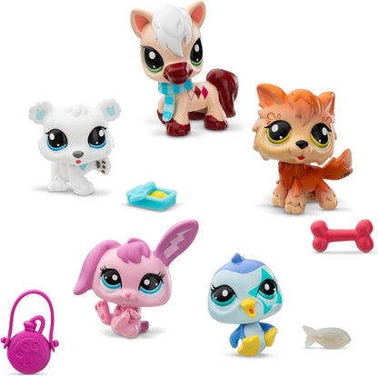 Littlest Pet Shop Série 2 - Pacote Colecionável com 5 Amigas de Inverno | O pacote contém 5 mini brinquedos LPS, 7 acessórios, 1 cartão colecionável e 1 código virtual | Brinquedos colecionáveis para meninas e meninos
