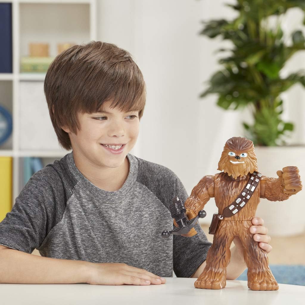 Star Wars Figura de ação Chewbacca Mega Mighties de 25 cm da linha Galactic Heroes com acessório de besta, brinquedo para crianças a partir de 3 anos.