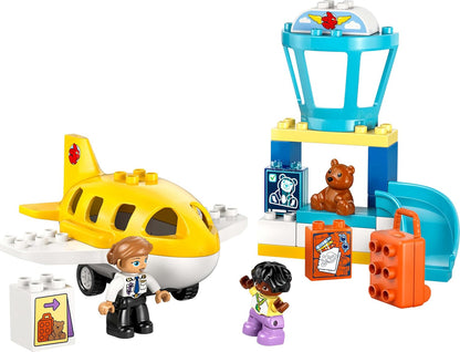 LEGO DUPLO Primeira Vez no Aeroporto - Brinquedo Educativo de Habilidades Motoras para Crianças, incluindo um Avião, 2 Bonecos e um Ursinho de Pelúcia - Presente de Aniversário para Meninos e Meninas a partir de 2 Anos - 10443