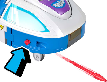 Nave do Buzz Lightyear que se Transforma Imaginext com Bonecos | Nave do Buzz Lightyear de Toy Story, veículo que se transforma com luzes e sons, bonecos de ação de 3 polegadas, lançador e projéteis, JTH51