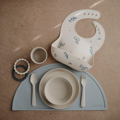 Mushie Tigelas para Jantar Infantil | Conjunto de 2 Tigelas Reutilizáveis Livres de BPA | Podem ser Lavadas na Lava-louças e Usadas no Micro-ondas | Fabricadas na Dinamarca | Redondas (Baunilha)