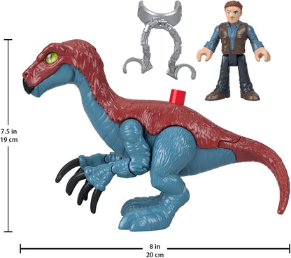 Fisher-Price Conjunto de 3 figuras articuladas Imaginext Jurassic World Dominion: Dinossauro Therizinosaurus e Owen Grady, para crianças em idade pré-escolar a partir de 3 anos.