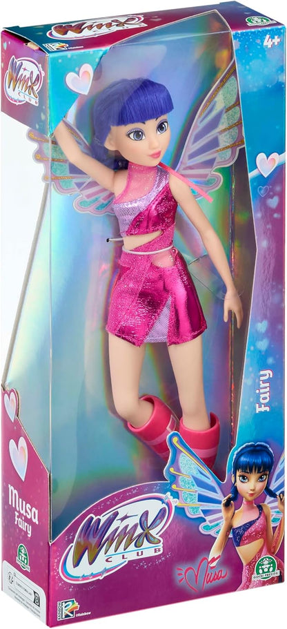 Winx Boneca Fada – Musa com Asas Brilhantes e Articulações – Acessórios de Fada Removíveis – Visual de Transformação Musical – Brinquedo Oficial do Clube Winx para Meninas – A partir de 4 Anos