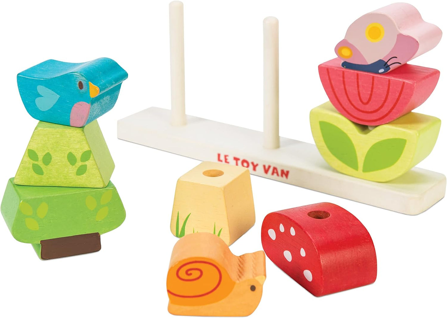 Le Toy Van - Brinquedo educacional de madeira Petilou My Stacking Garden | Brinquedo de aprendizagem infantil Montessori sensorial para bebês - adequado para mais de 12 meses