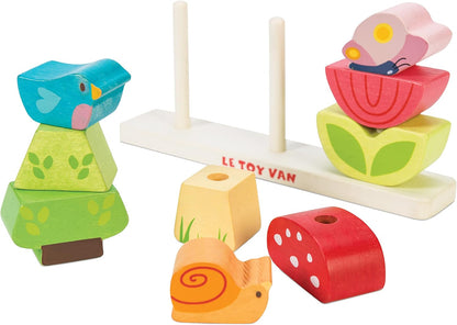 Le Toy Van - Brinquedo educacional de madeira Petilou My Stacking Garden | Brinquedo de aprendizagem infantil Montessori sensorial para bebês - adequado para mais de 12 meses