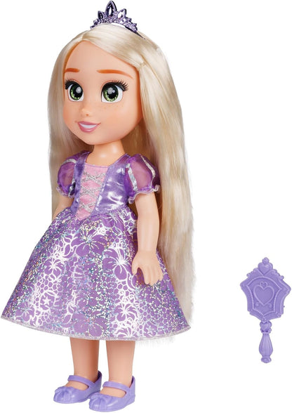 Disney Boneca Princess My Friend Rapunzel 35 cm O novo e lindo traje inclui uma saia com estampa holográfica em tom de platina