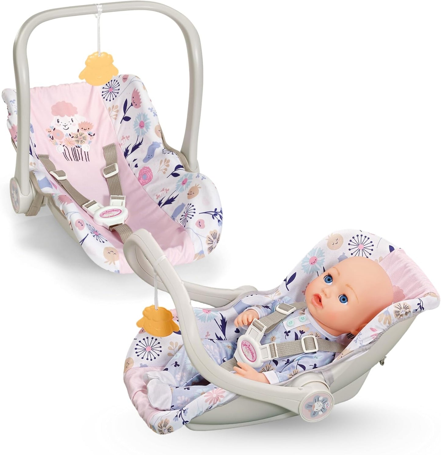 Baby Annabell Cadeirinha Comfort - 2 em 1: cadeirinha e cadeirinha para boneca - Leve e com cinto de segurança incluso - Compatível com bonecas de 43 cm e 36 cm - Embalagem 100% livre de plástico - Indicada para crianças a partir de 3 anos