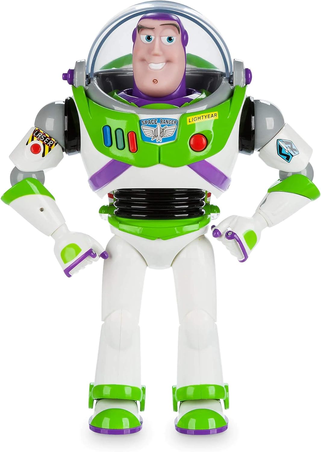 Disney Boneco de ação interativo Buzz Lightyear da Disney Store, astronauta patrulheiro espacial de Toy Story, 30 cm/11 polegadas. Fala mais de 10 frases em inglês, interage com outros bonecos e brinquedos, acende luzes, para crianças a partir de 3 anos