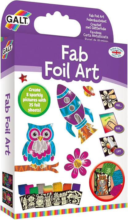 Galt Toys, Fab Foil Art, Kit de artesanato para crianças, a partir de 6 anos e brinquedos, Galt Fab Foil Art, kits de artesanato criativo para crianças e conjunto de atividades divertidas de arte em folha para crianças, meninas e meninos.