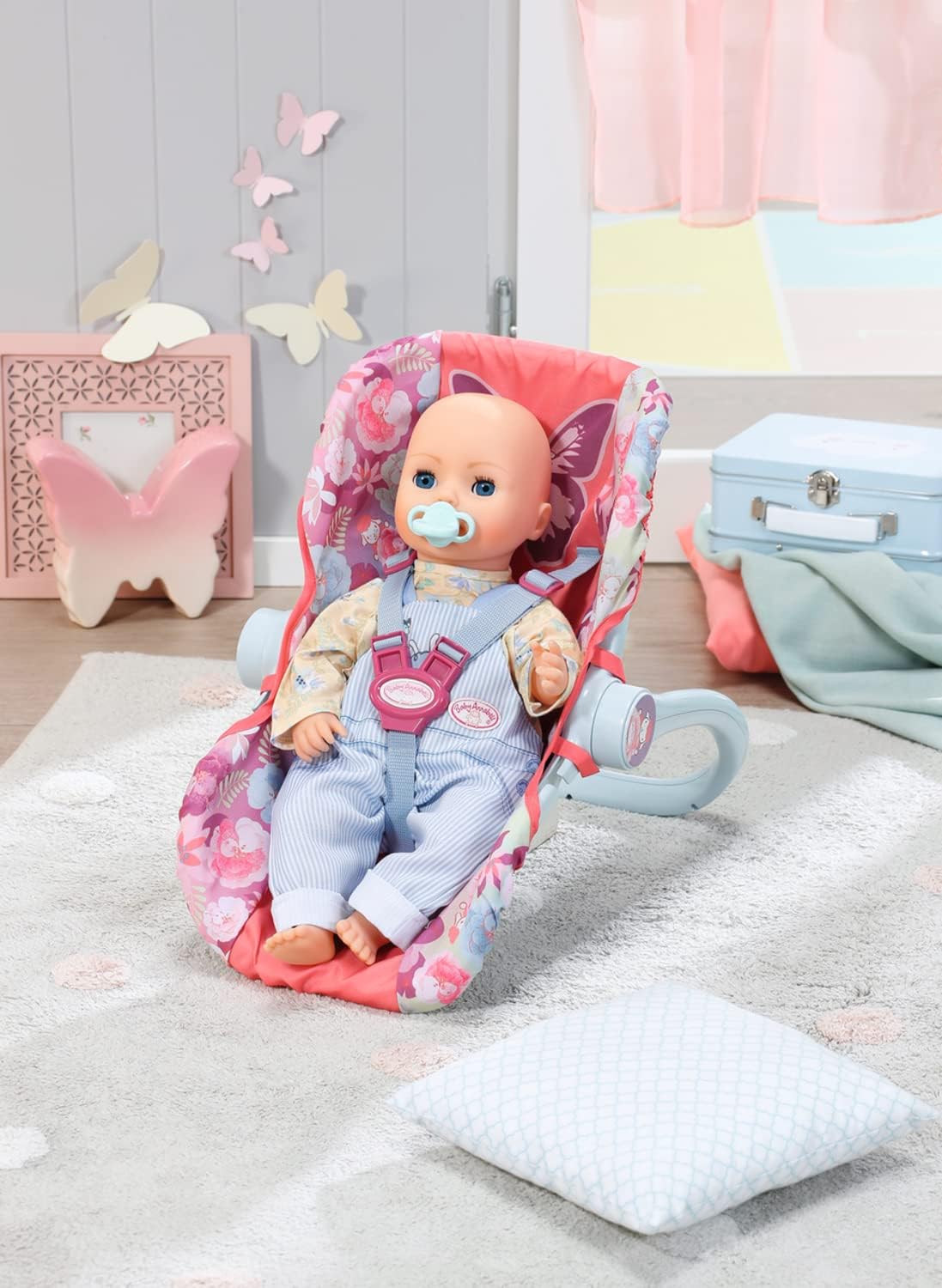 Baby Annabell Cadeira de Bebê Active Comfort, Acessório para Bonecas de 36cm/43cm, 2 em 1: Canguru e Cadeira para Bebê, Inclui Capa de Tecido, Alça Ergonômica, Cinto de Segurança, Adequada para Crianças a partir de 3 Anos, Multicolorida (706657)
