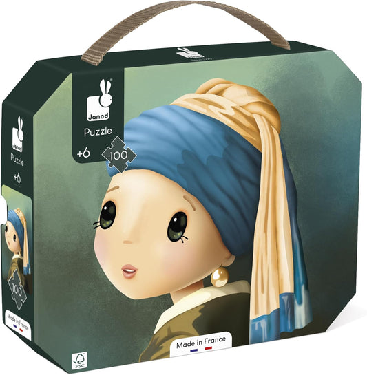 Janod - Quebra-cabeça 100 Peças Inspirado por Vermeer - Quebra-cabeça 100 Peças Infantil - Jogo Educativo - Desenvolve Paciência e Destreza - Certificado FSC - A partir de 6 anos, J02551