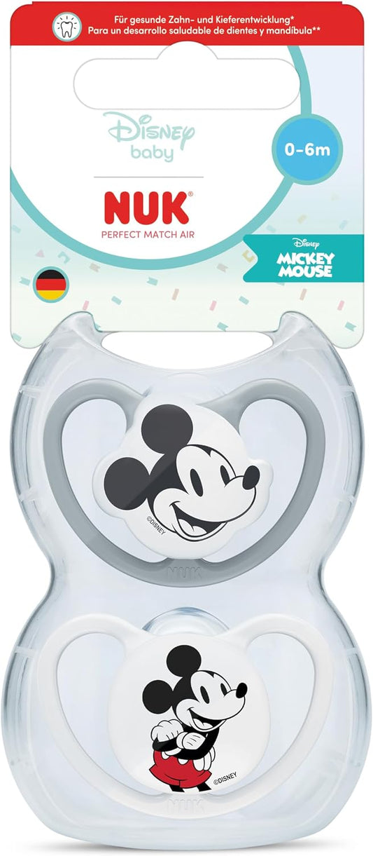 NUK Chupetas Perfect Match Air | 0-6 Meses | Chupetas ortodônticas que favorecem a circulação de ar e previnem irritações causadas pela saliva | 95% de aceitação pelos bebês** | Minnie Mouse | 2 unidades