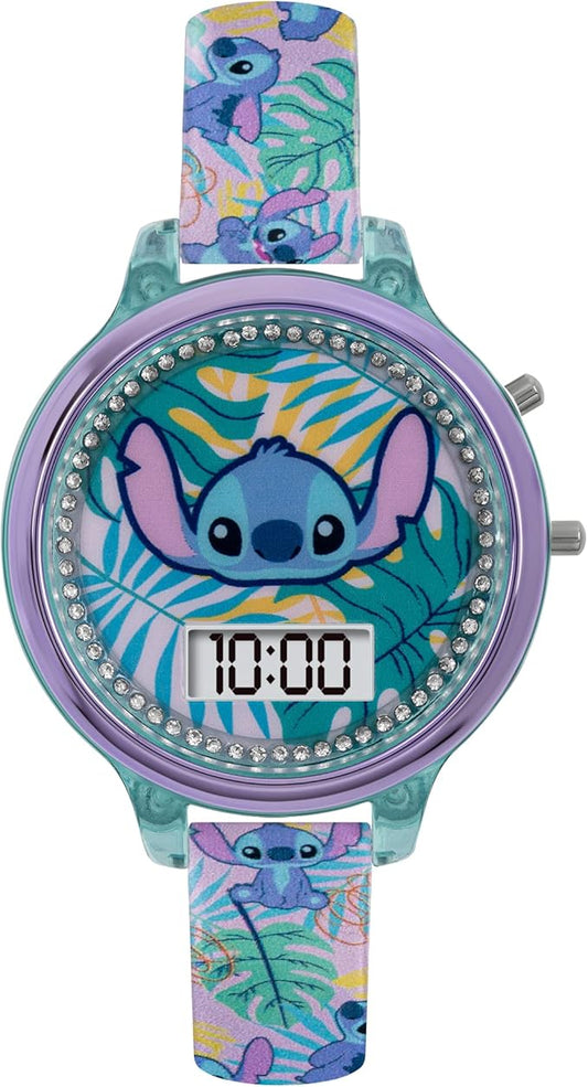 Lilo and Stitch Relógio digital de quartzo Girls com pulseira de silicone LAS40001ARG