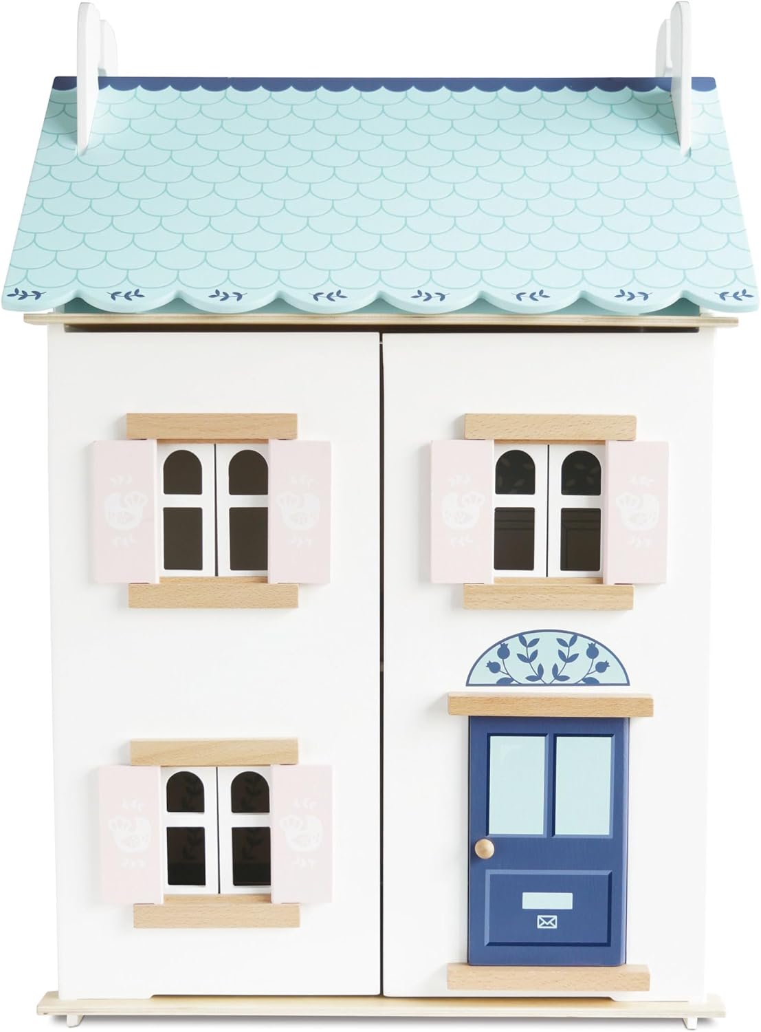 Le Toy Van – Casa de muñecas de madera Blue Belle | Juego de casa de muñecas de madera de 3 pisos para niñas y niños, apto para mayores de 3 años