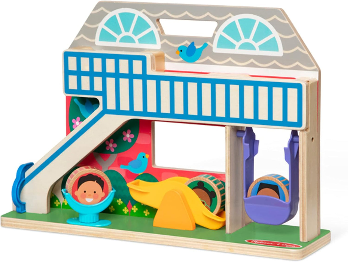 Melissa & Doug Brinquedo de celeiro de classificação de madeira para levar com telhado rebatível e alça 10 peças de madeira para brincar na fazenda - Brinquedos de fazenda, classificação de formas e aprendizado de empilhamento