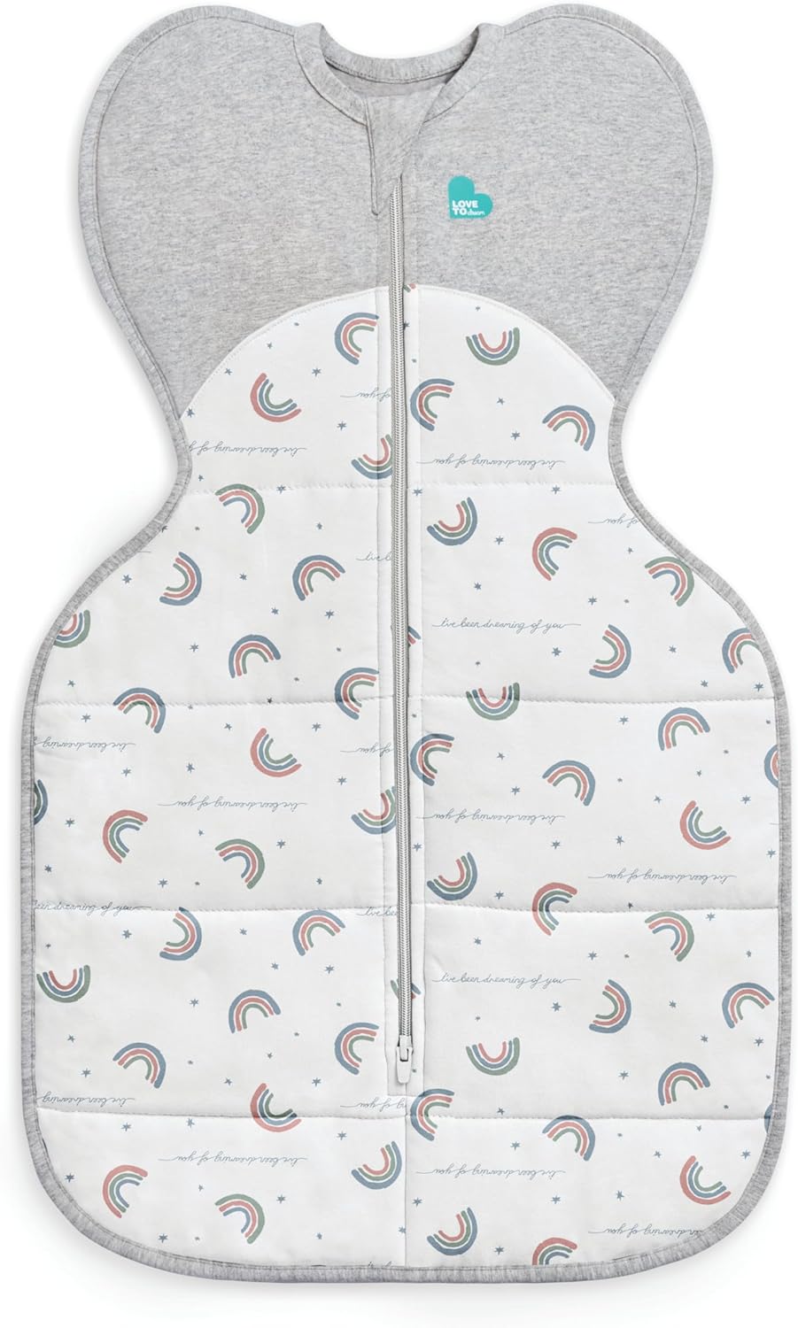 Love To Dream™ Swaddle UP™, Tamanho Pequeno (3,5-6 kg) - Arco-íris Branco | Ajuste Perfeito, Favorece uma Rotina de Sono Saudável | 2,5 Tog Ideal para Inverno e Outono (16–20°C) | Algodão Lavável à Máquina com Zíper Duplo