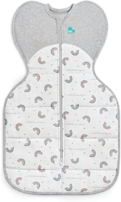 Love To Dream™ Swaddle UP™, Tamanho Pequeno (3,5-6 kg) - Arco-íris Branco | Ajuste Perfeito, Favorece uma Rotina de Sono Saudável | 2,5 Tog Ideal para Inverno e Outono (16–20°C) | Algodão Lavável à Máquina com Zíper Duplo