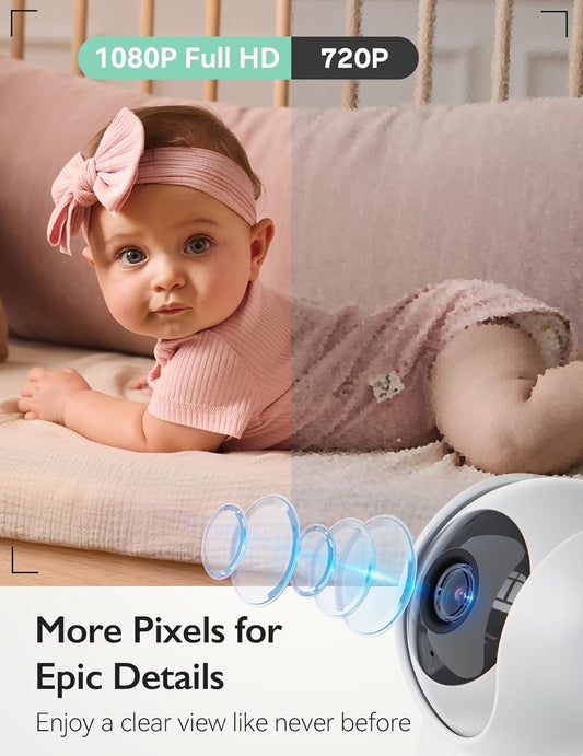 momcozy Monitor de bebê de vídeo, monitor de bebê Full HD de 5,5 ”1080P com câmera e suporte de parede, sem WiFi, bateria de 5800mAh, visão noturna infravermelha, áudio bidirecional, canções de ninar, alcance de 1.640 pés