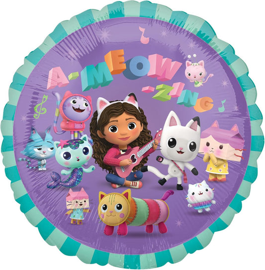 Amscan Anagram 4552901 - Balão metalizado redondo oficialmente licenciado da DreamWorks, Casa de Bonecas da Gabby - 45 cm