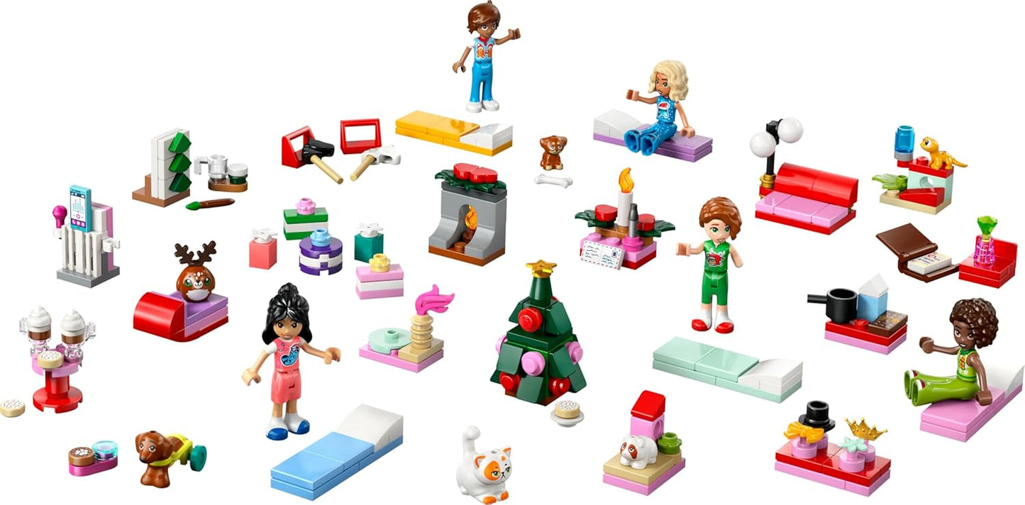 Calendário do Advento LEGO Friends 2025 para meninas a partir de 6 anos - Brinquedos para a contagem regressiva do Natal com 24 surpresas, incluindo 5 mini bonecas, 5 figuras de animais de estimação e acessórios fofos - 42668