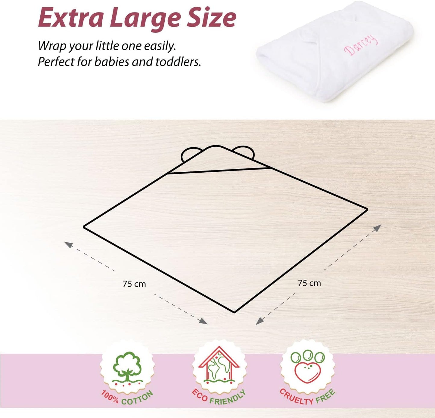 Toalha de banho com capuz personalizada para recém-nascidos - Toalha macia, fofinha, altamente absorvente e lavável à máquina com orelhas para sua nova menina, Toalha com capuz lavável à máquina para bebês e crianças pequenas