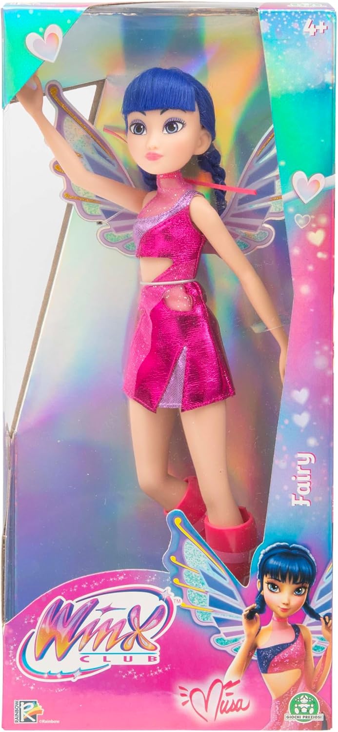 Winx Boneca Fada – Musa com Asas Brilhantes e Articulações – Acessórios de Fada Removíveis – Visual de Transformação Musical – Brinquedo Oficial do Clube Winx para Meninas – A partir de 4 Anos