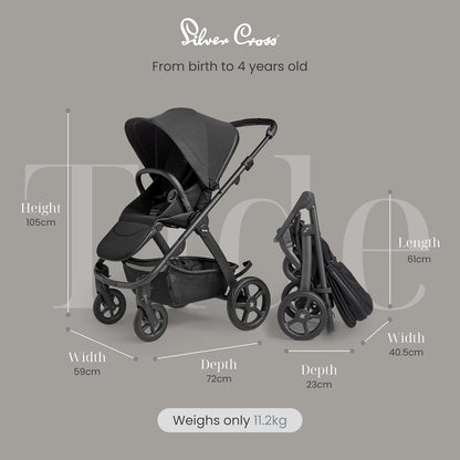 Silver Cross Carrinho de bebê  Tide e conjunto de 7 peças, do nascimento até 22 kg, Espaço