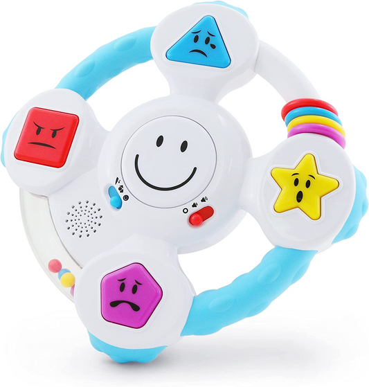 BEST LEARNING My Spin & Learn Steering Wheel - Brinquedos educativos interativos para crianças de 6 a 36 meses de idade - Jogo de cores, formas, emoções e música para bebês