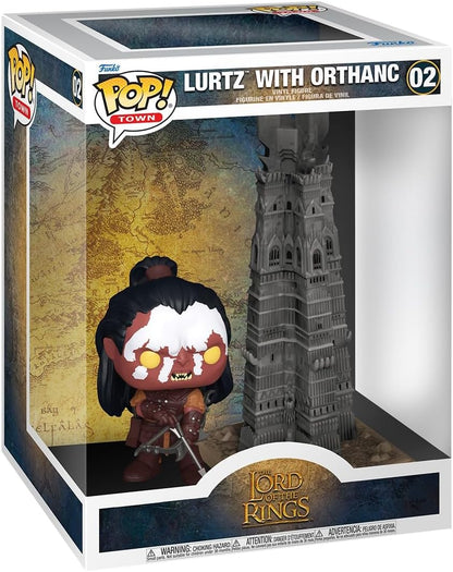 Funko Pop! Town: Senhor dos Anéis S9 – Lurtz com Torre - Figura de Vinil Colecionável - Ideia para Presente - Produtos Oficiais - Brinquedos para Crianças e Adultos - Fãs de Cinema - Figura Modelo para Colecionadores e Exibição