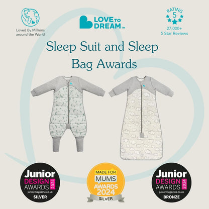Love To Dream™ Saco de dormir, 18-36 meses - Carvão | Cobertor e edredom vestível extra quente, de manga comprida e leve | 3,5 Tog, ideal para inverno e outono (14–16 °C) | Algodão lavável à máquina e zíper duplo